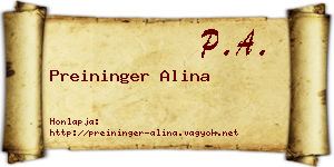 Preininger Alina névjegykártya